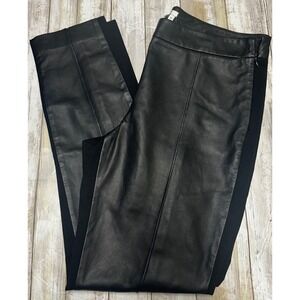 DKNY Omaha Women's genuine leather front with stretch fabric back pants. Size 10